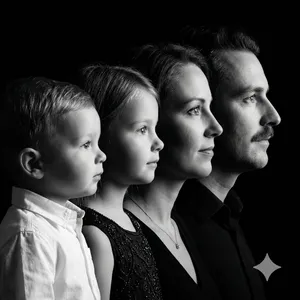 B&W Family of Four